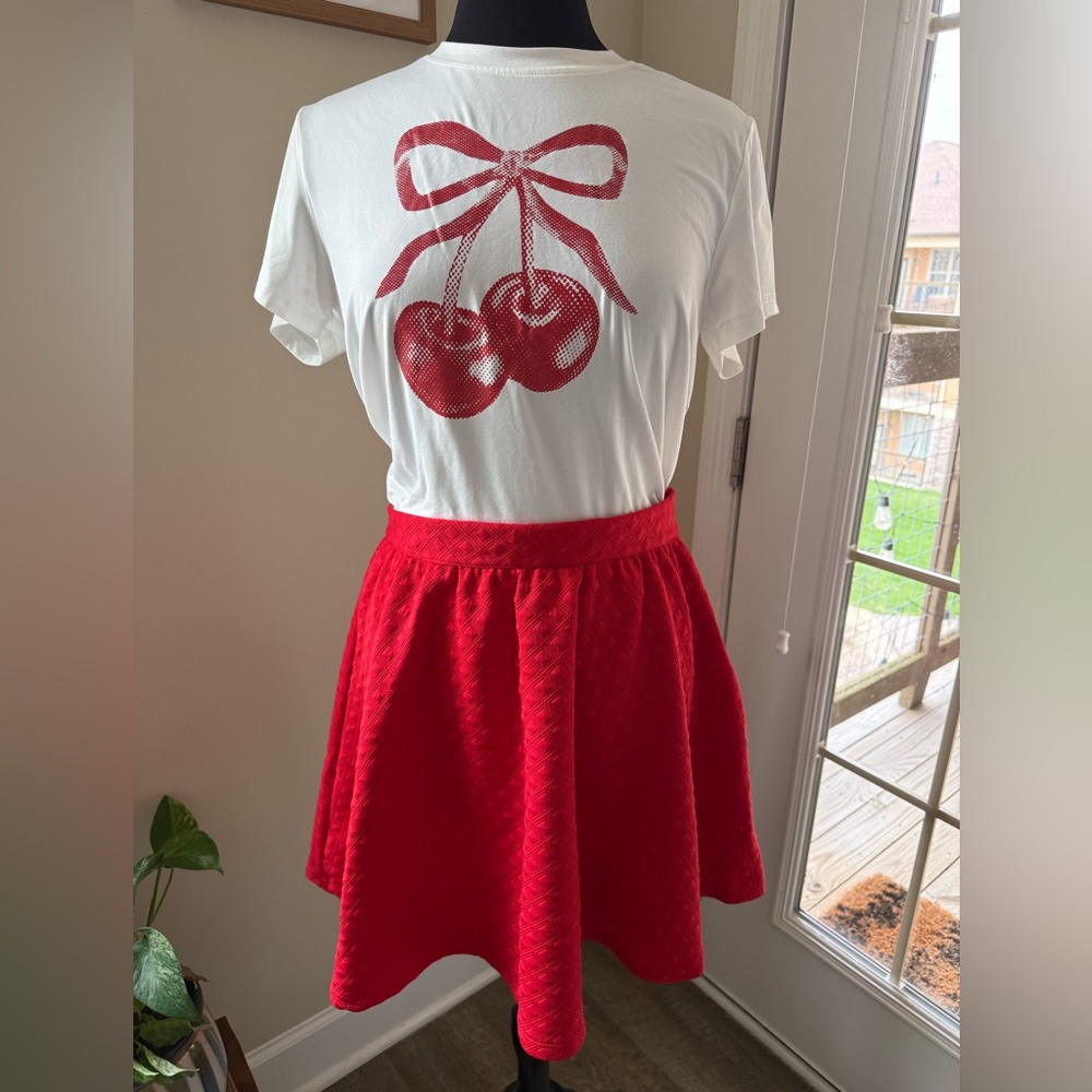 Francesca’s Textured Red Skirt